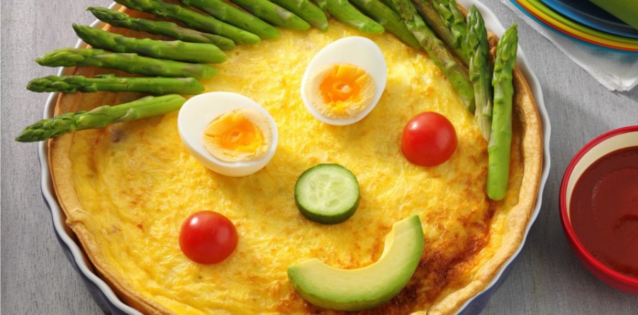 Funny Face Ham, Leek and Swiss Cheese Quiche