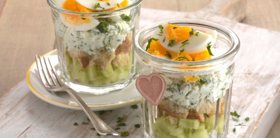 Layered Egg Sandwich Served in a Glass